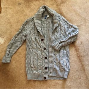 Men’s Gray Chunky Knit Cardigan
